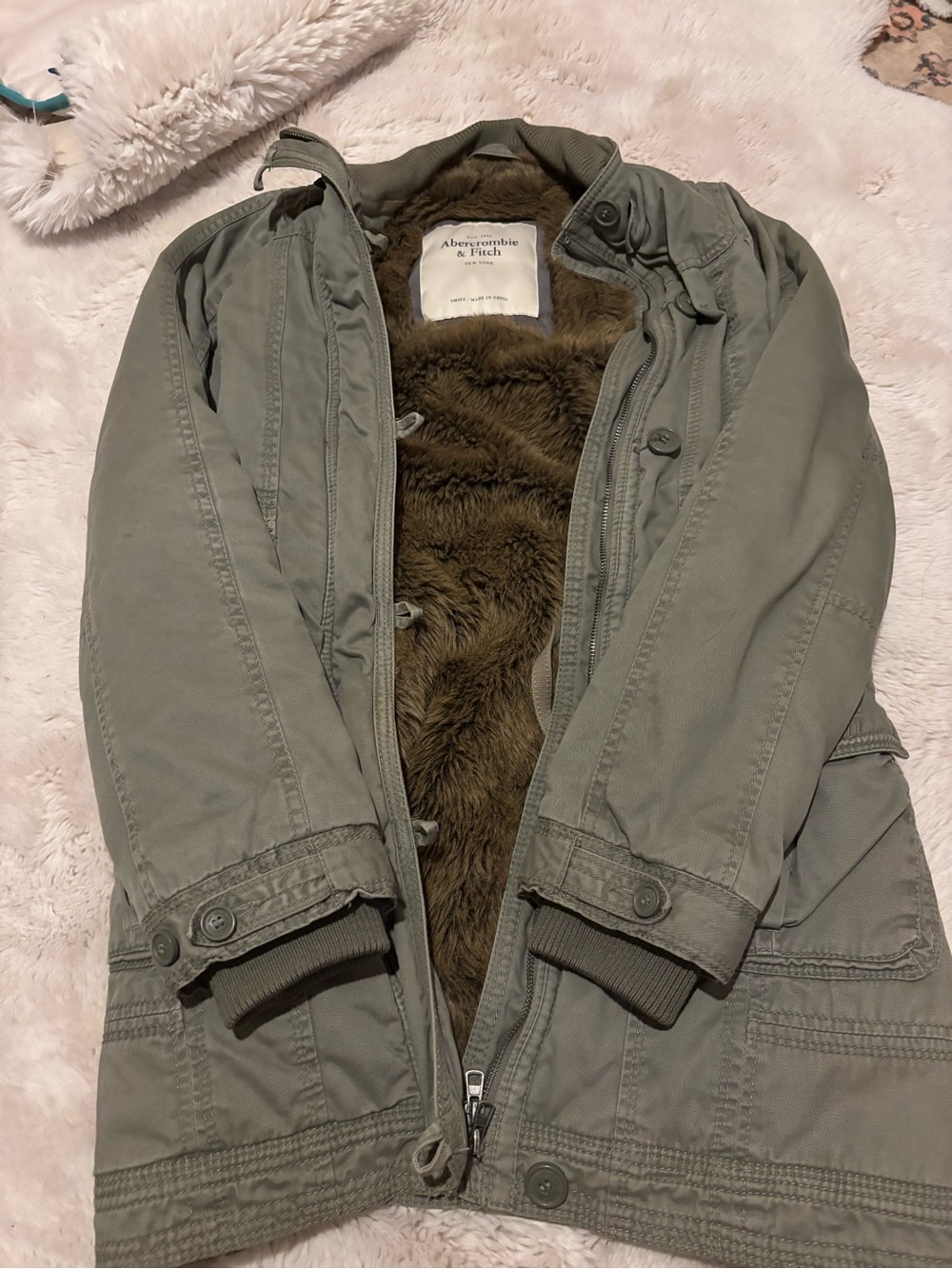 Vintage Abercrombie & Fitch Olive Faux-Fur Lined Parka